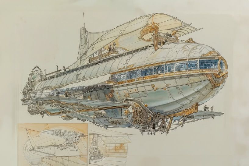 Drawing, zeppelin -2 by Peter Pen Drawings and Paintings