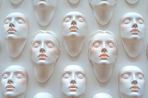 Digitaal abstract portret uit de muur aan de muur