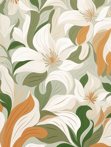 Champ de fleurs serein dans des tons de terre doux