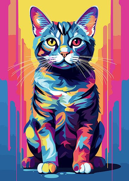 Katze Tier WPAP Pop Art Farbe Stil von Mason Scott