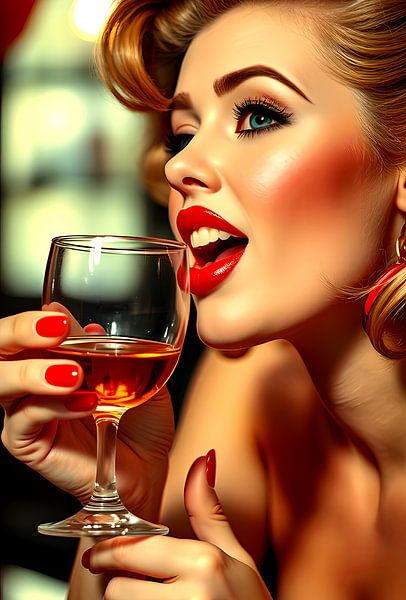 Pin up girl fifties drinks by Egon Zitter