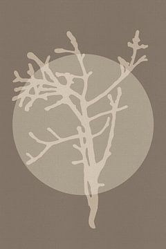 Japandi minimalist art in taupe, white, grey by Dina Dankers