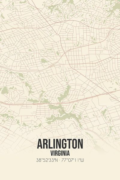 Carte ancienne d'Arlington (Virginie), États-Unis. par Affiches de lieux