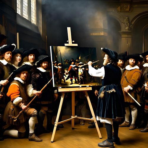 Rembrandt schildert De Nachtwacht