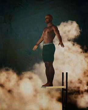 Porträt eines farbigen Mannes auf einem Sprungbrett von Jan Keteleer