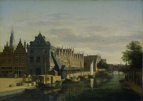 De Waag und Kran an der Spaarne in Haarlem, Gerrit Adriaensz. Berckheyde
