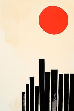 Abstract landschap met rode zon van Poster Art Shop