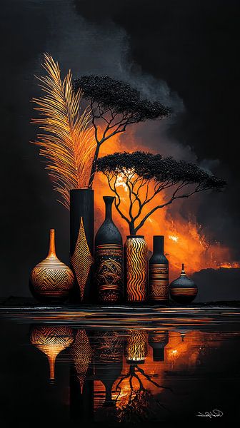 african-black-gold-orange by Gelissen Artworks