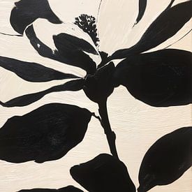 Neutral abstract black beige flower by IamHome Studio