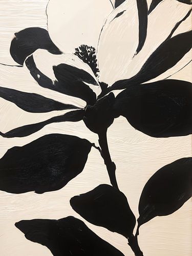 Neutral abstract black beige flower