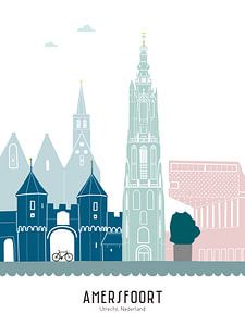 Skyline-Illustration der Stadt Amersfoort in Farbe von Mevrouw Emmer