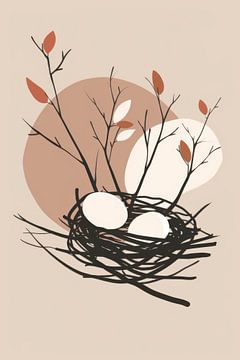 Nest met eieren en takjes van Poster Art Shop