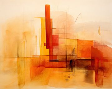 Oranje van Abstract Schilderij