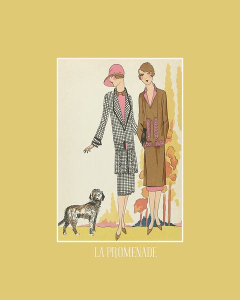 La promenade | The walk with the dog | Historic Art Deco Fashion print by NOONY