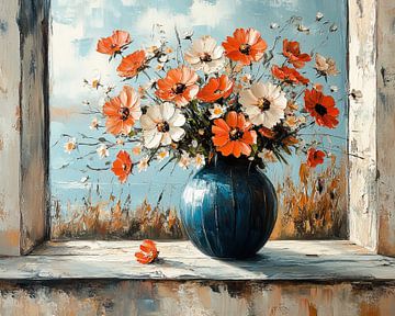 Herfst Stilleven Bloemen | Autumn Blush Harmony van Kunst Kriebels
