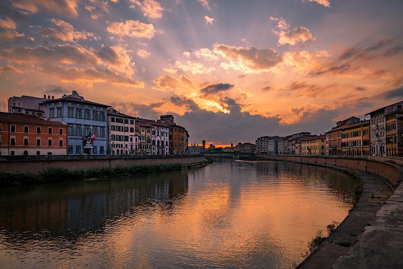 Coucher de soleil sur l'Arno à Pise par Sjors Gijsbers