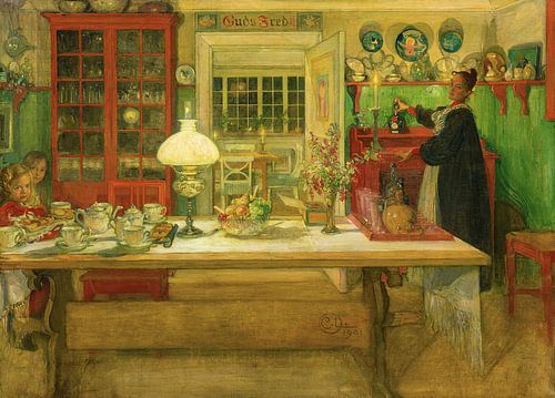 Carl Larsson,Klaarmaken voor een spel, familie