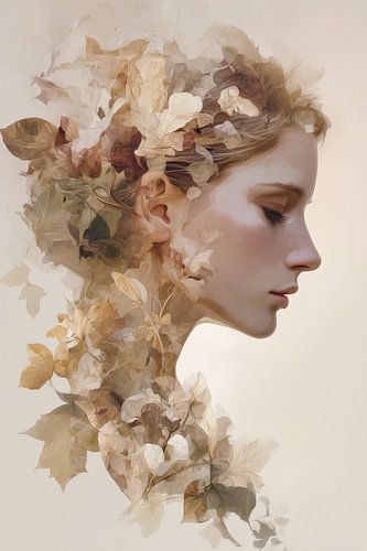 vrouw met bloemen abstract