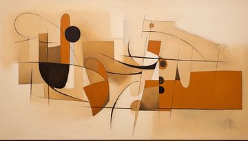 Abstracte vormen bruin panorama van TheXclusive Art