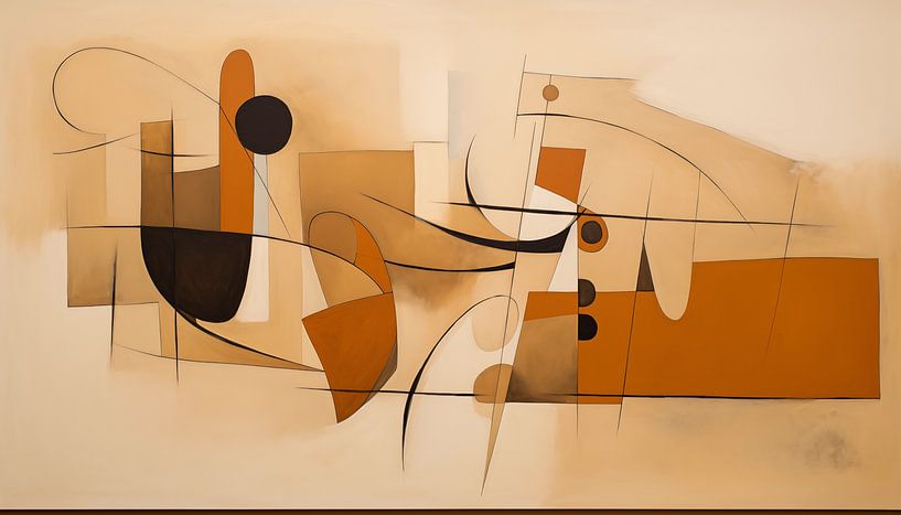 Abstracte vormen bruin panorama van TheXclusive Art