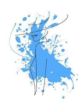 Femme de style Line Art avec accents bleus sur ArtDesign by KBK