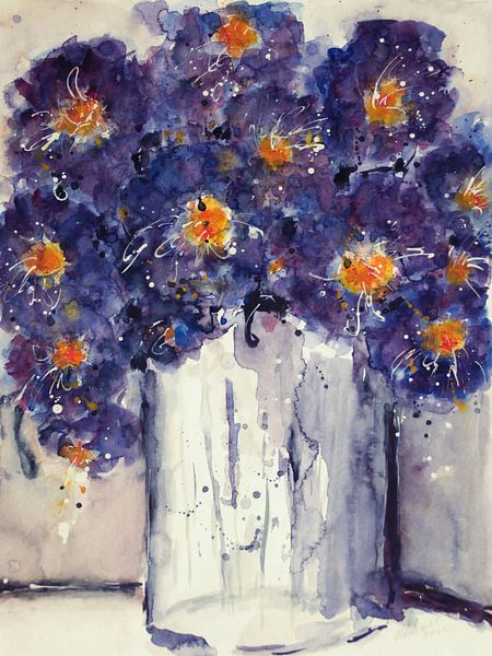 Blue flowers in vase by Christine Nöhmeier
