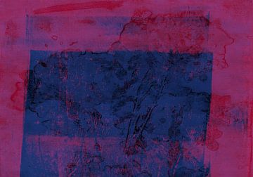 Rode, blauwe, paarse abstracte botanische kunst. van Dina Dankers