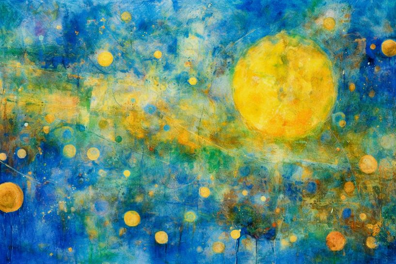 Blue and Gold Abstract Painting Starry Sky by Joriali Abstract