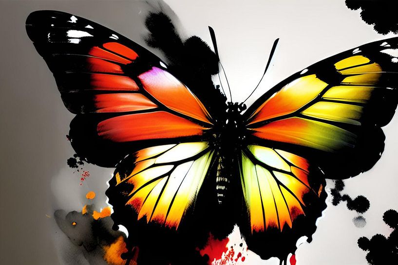 Fliegende Kunst: Ein Schmetterling malt den Himmel in bunten Tönen von ButterflyPix