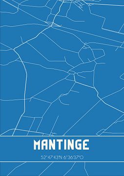 Blaupause | Karte | Mantinge (Drenthe) von Rezona