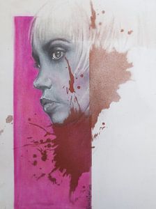 Face in pink sur Helma van der Zwan
