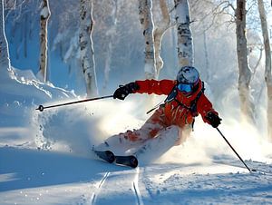 abenteuerlustiger Skifahrer
