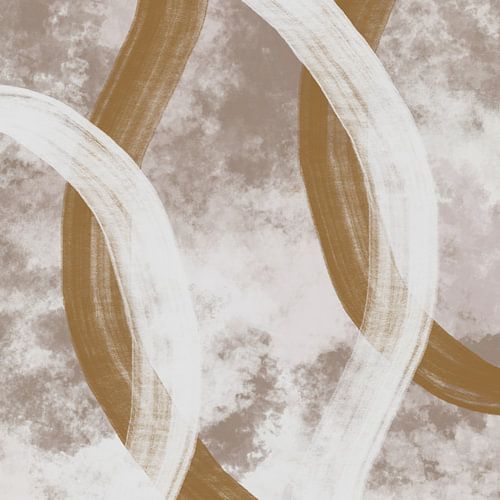 Abstract Scandinavisch minimalisme in taupe, bruin en okergeel