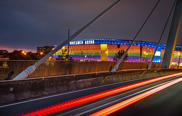 Ghelamco arena met regenboog kleuren van Lisa Dumon
