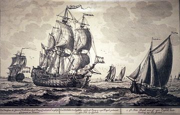 Peter Schenk, Niederländisches Kriegsschiff, um 1700
