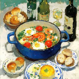 Blauwe Pan | Delicious Dinner Party van OMG Art