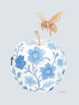 Porseleinen appel &, Golden Bee – Misty Gery Blue Ground