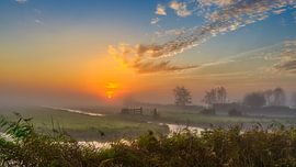 Colourful sunrise in the Schermer Polder by Henk van Dijk