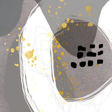 Abstrakte Pastelltöne. Minimalistisch in Taupe, Grau, Weiß, Schwarz und Gold von Dina Dankers