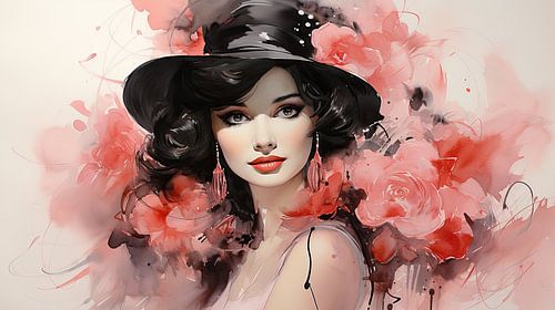 Florale elegantie: het stralende portret van een dame