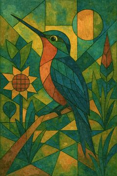 Colibri zwschine Blüte und Geometrie (fleur et géométrie)