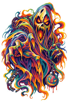 GHOST HALLOWEEN WPAP POP ART ILLUSTRATION MAGIC – FUN & FESTIVE METAL POSTER