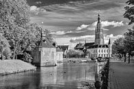 Breda Spanjaardsgat vanaf Prinsenkade Zwart Wit van JPWFoto thumbnail
