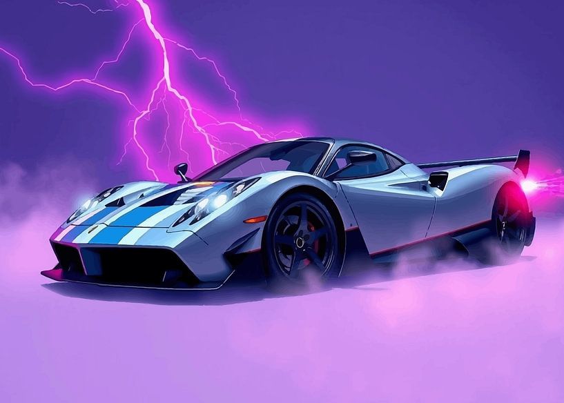 Silberner Pagani Huayra - Smokey Magenta Neon, Lightning von MIROKKU