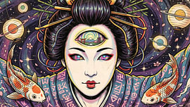 Geisha japonaise sur my pixel art