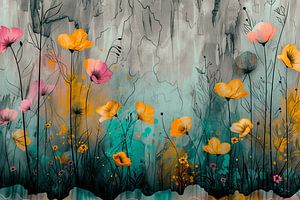 Florale Brise in abstraktem Sand