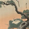 Grue japonaise sur une branche du pin d'Ohara Koson