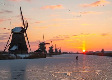 Winters tafereel Kinderdijk 2 van Nicolette Eekhof