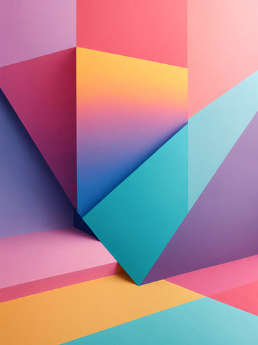 Abstracte 3D Vormen in Kleur – Kleurrijke Design Kunst | Geometrische Wanddecoratie