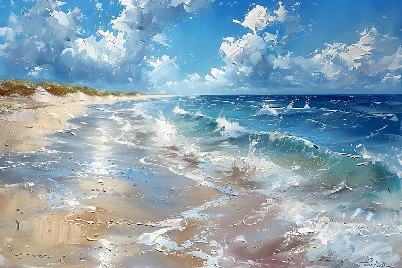 Peinture plage mer | Peinture eau | Peinture mer et plage par AiArtLand
